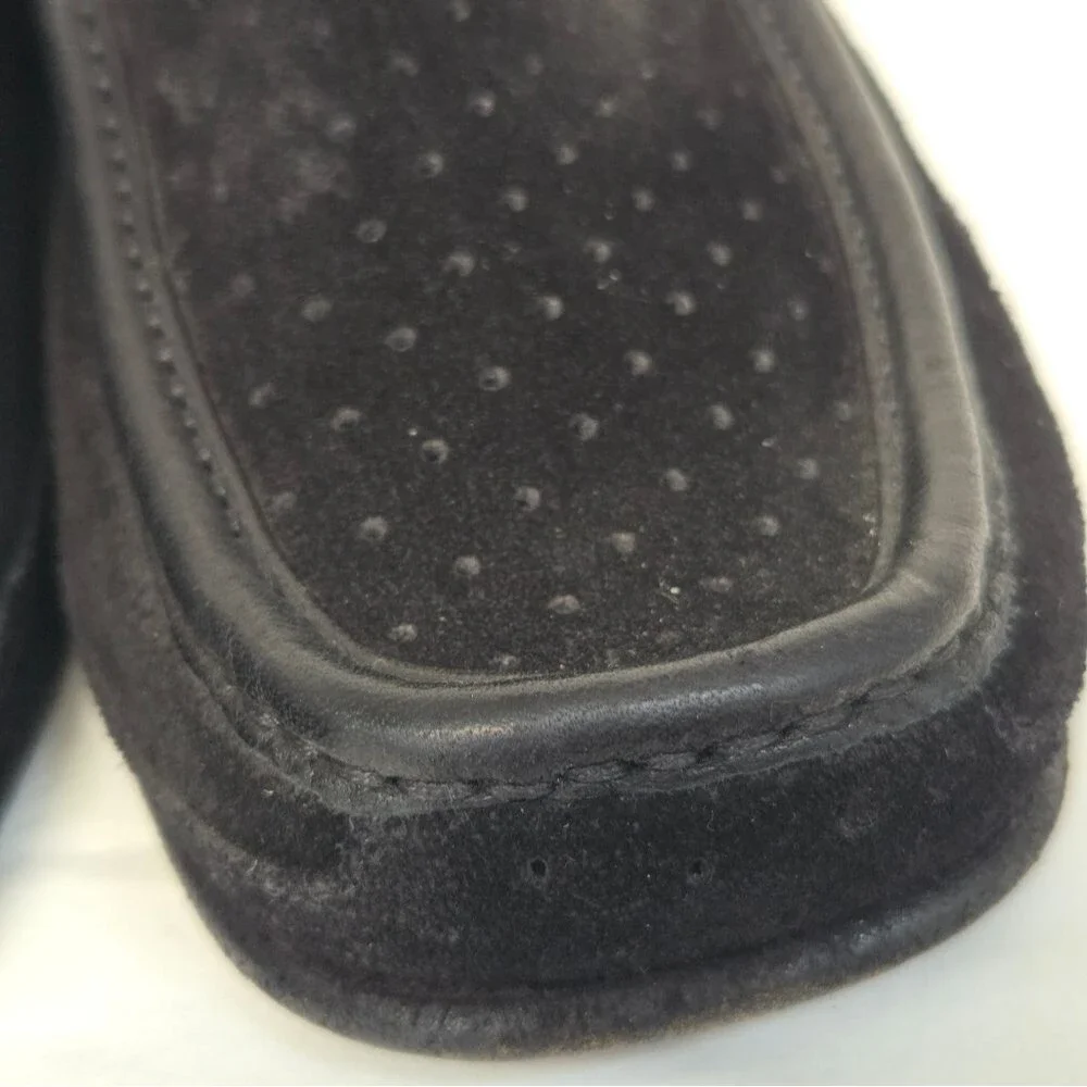 Renzo Favero Mens Black Perforated Suede Loafers 8.5